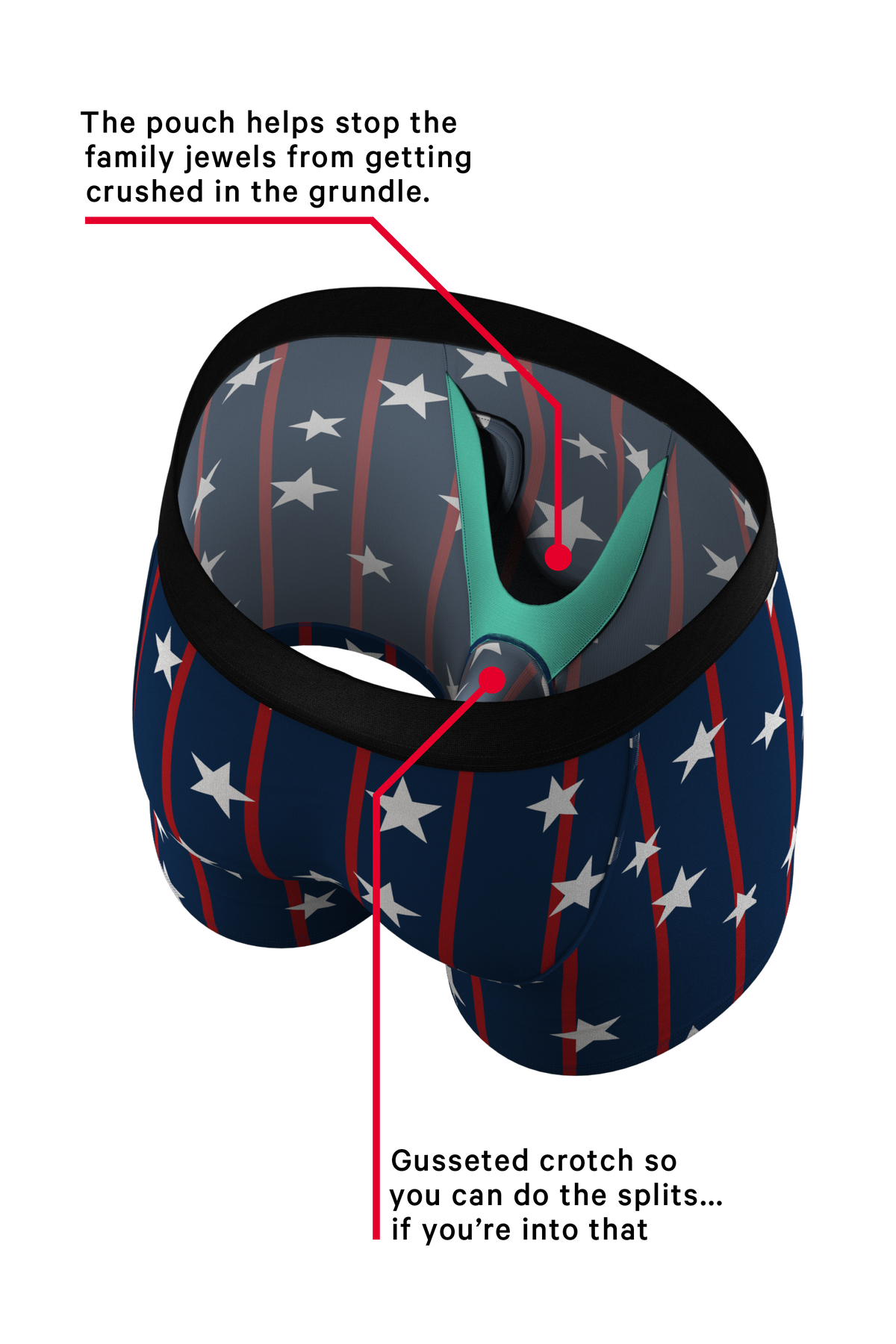 The Stars & Stripes | USA Pinstripe Ball Hammock® Pouch Underwear With Fly - Shinesty