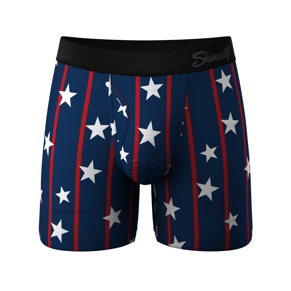The Stars & Stripes | USA Pinstripe Ball Hammock® Pouch Underwear With Fly - Shinesty