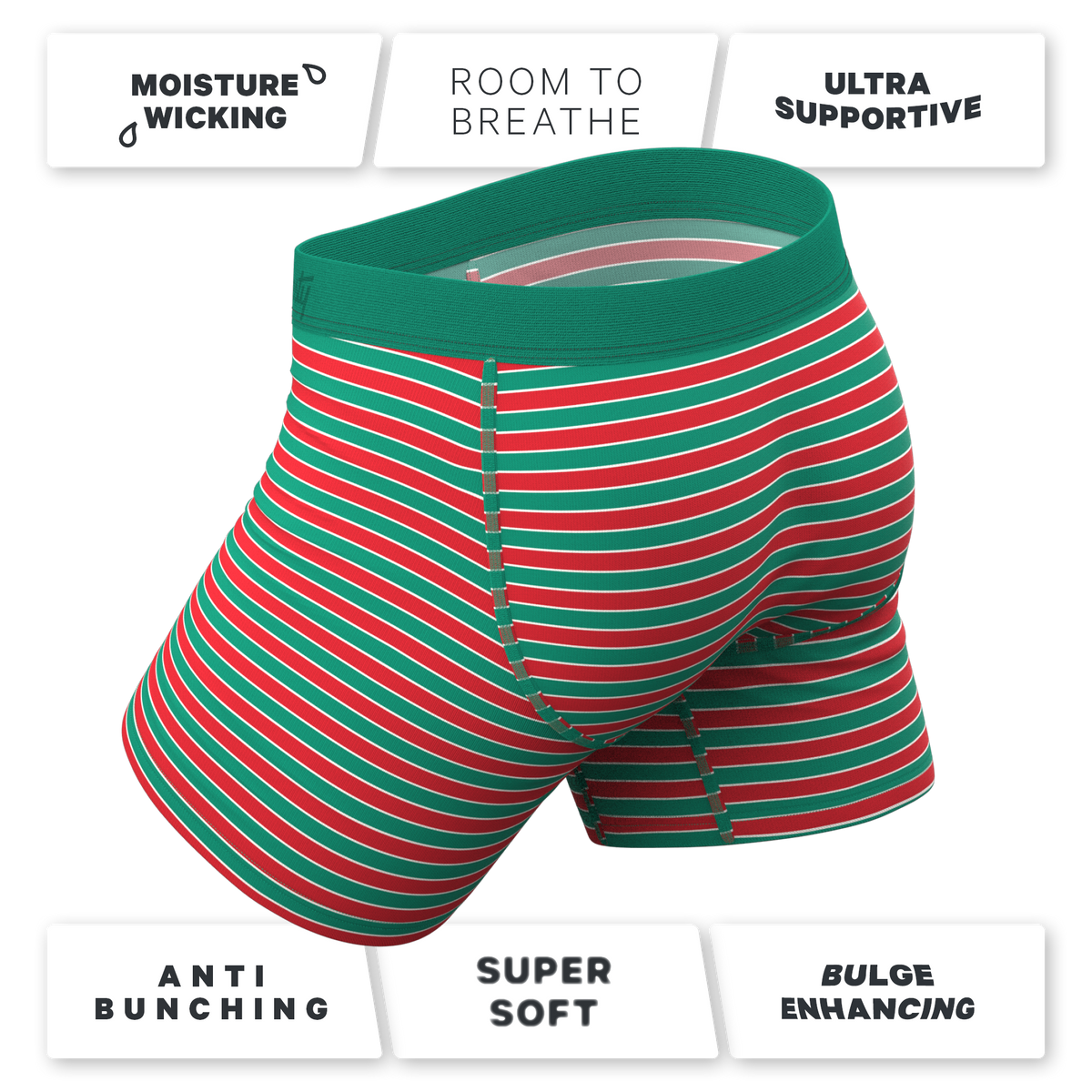 The Stripe Club | Christmas Striped Ball Hammock® Pouch Underwear - Shinesty