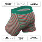 The Stripe Club | Christmas Striped Ball Hammock® Pouch Underwear With Fly - Shinesty