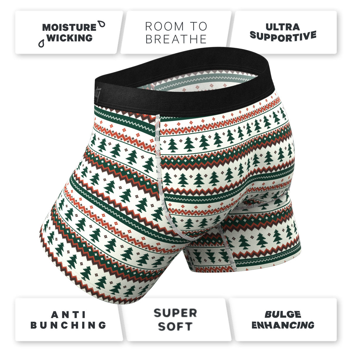 The Stuffed Stocking | Fair Isle Christmas Tree Ball Hammock® Pouch Underwear With Fly - Shinesty