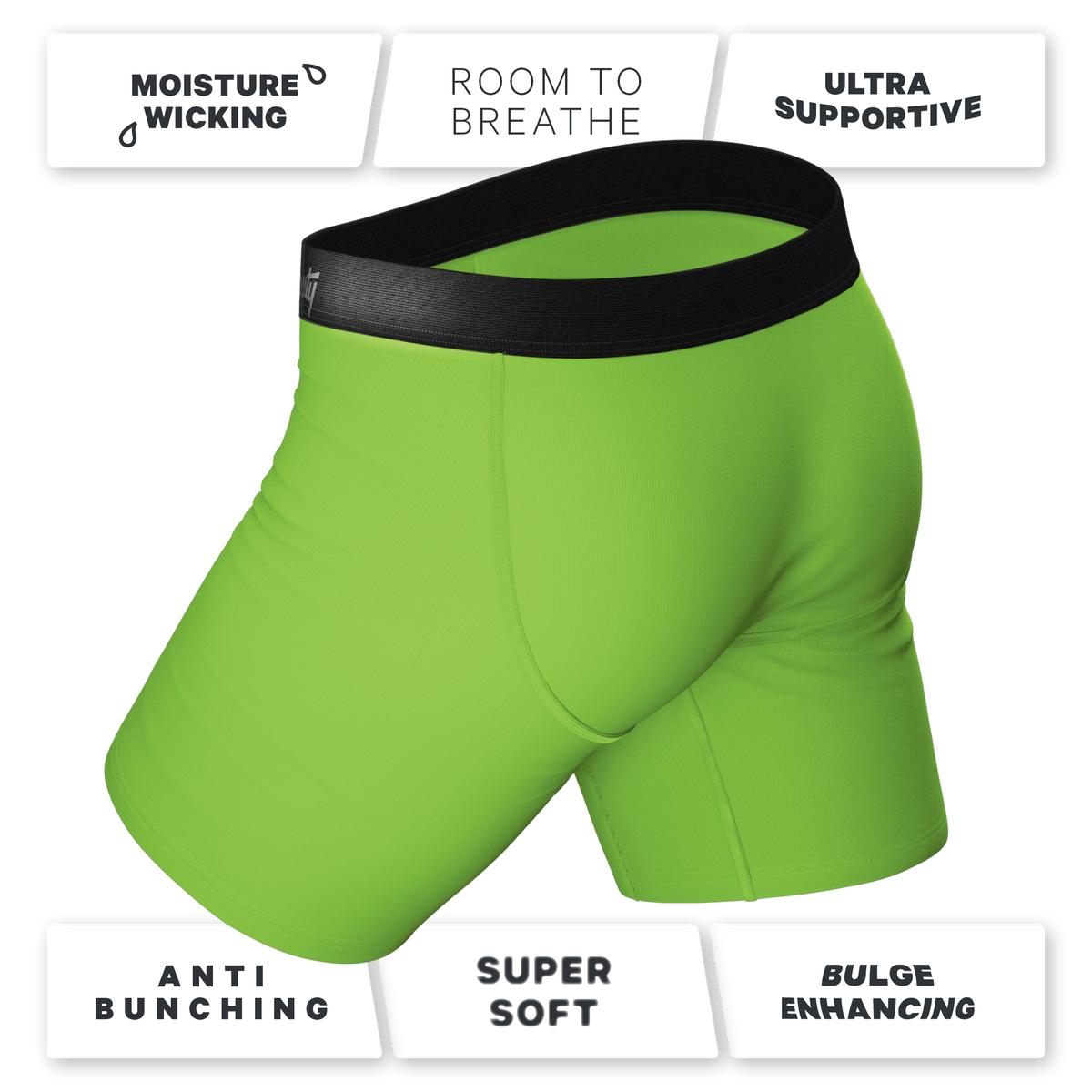 The Supernova | Bright Green Ball Hammock® Boxer - Long Leg - Shinesty