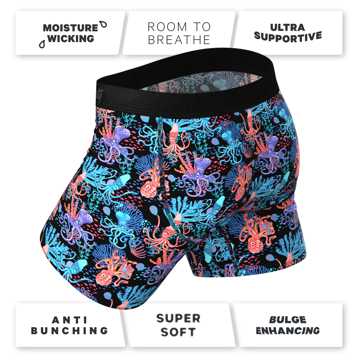 The Swollen Tentacles | Octopus Ball Hammock® Pouch Underwear With Fly - Shinesty