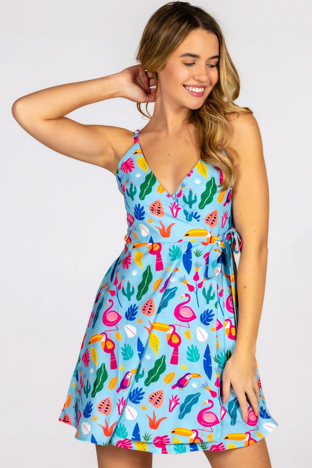 The Birds Of Paradise | Tropical Bird Strappy Dress - Shinesty