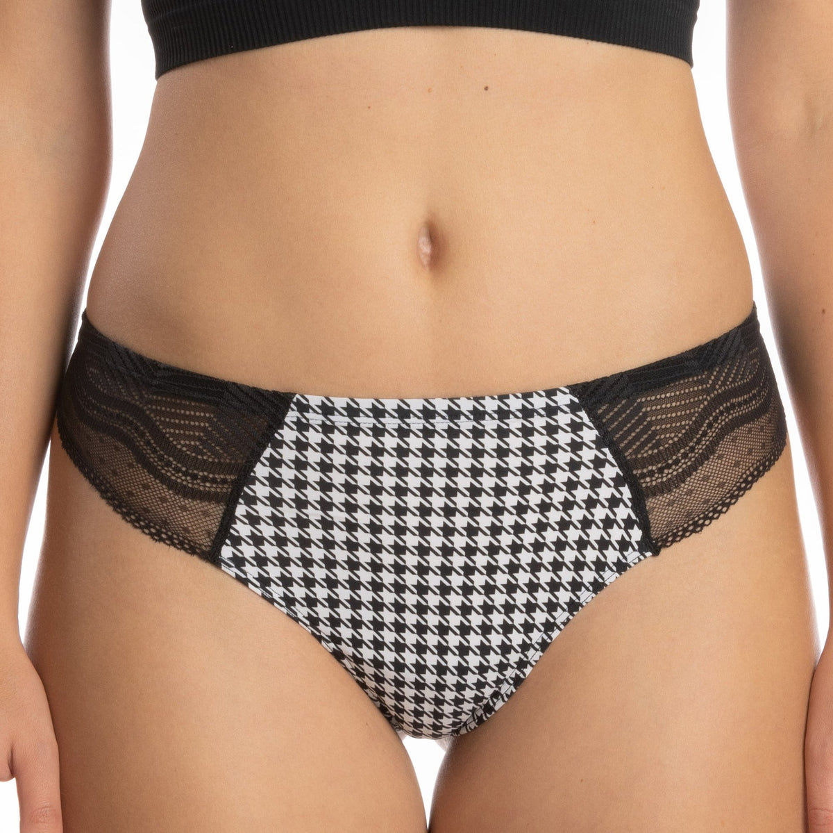 The Canine's Canine | Houndstooth Lace Thong - Shinesty