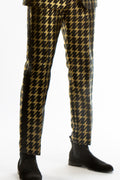 The Caviar and Cocktails | Gold Jacquard Black Label Suit Pants - Shinesty