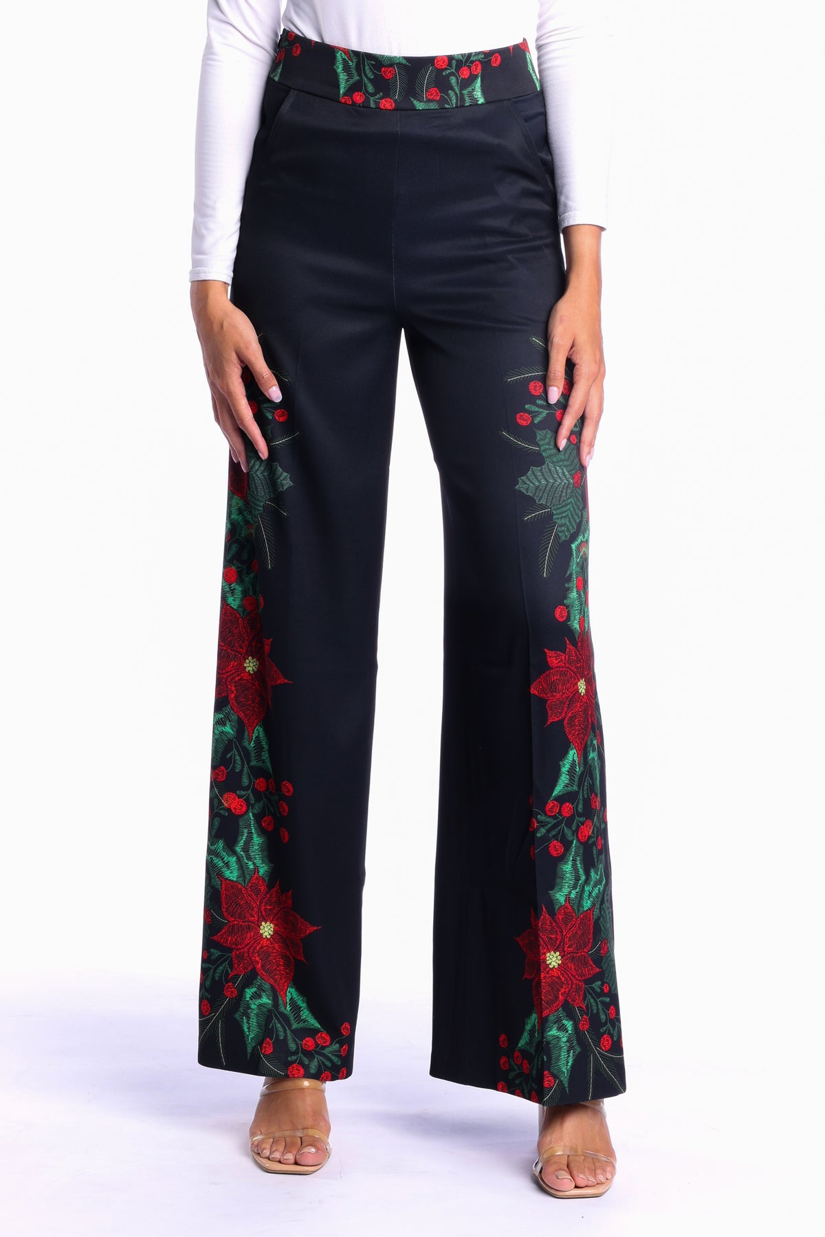 The Centerpiece | Poinsettia Women's Christmas Suit Pant - Shinesty