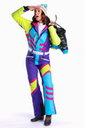 The Chute Your Shot | Neon Purple Retro Women's One Piece Ski Suit - Shinesty