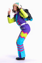 The Chute Your Shot | Neon Purple Retro Women's One Piece Ski Suit - Shinesty