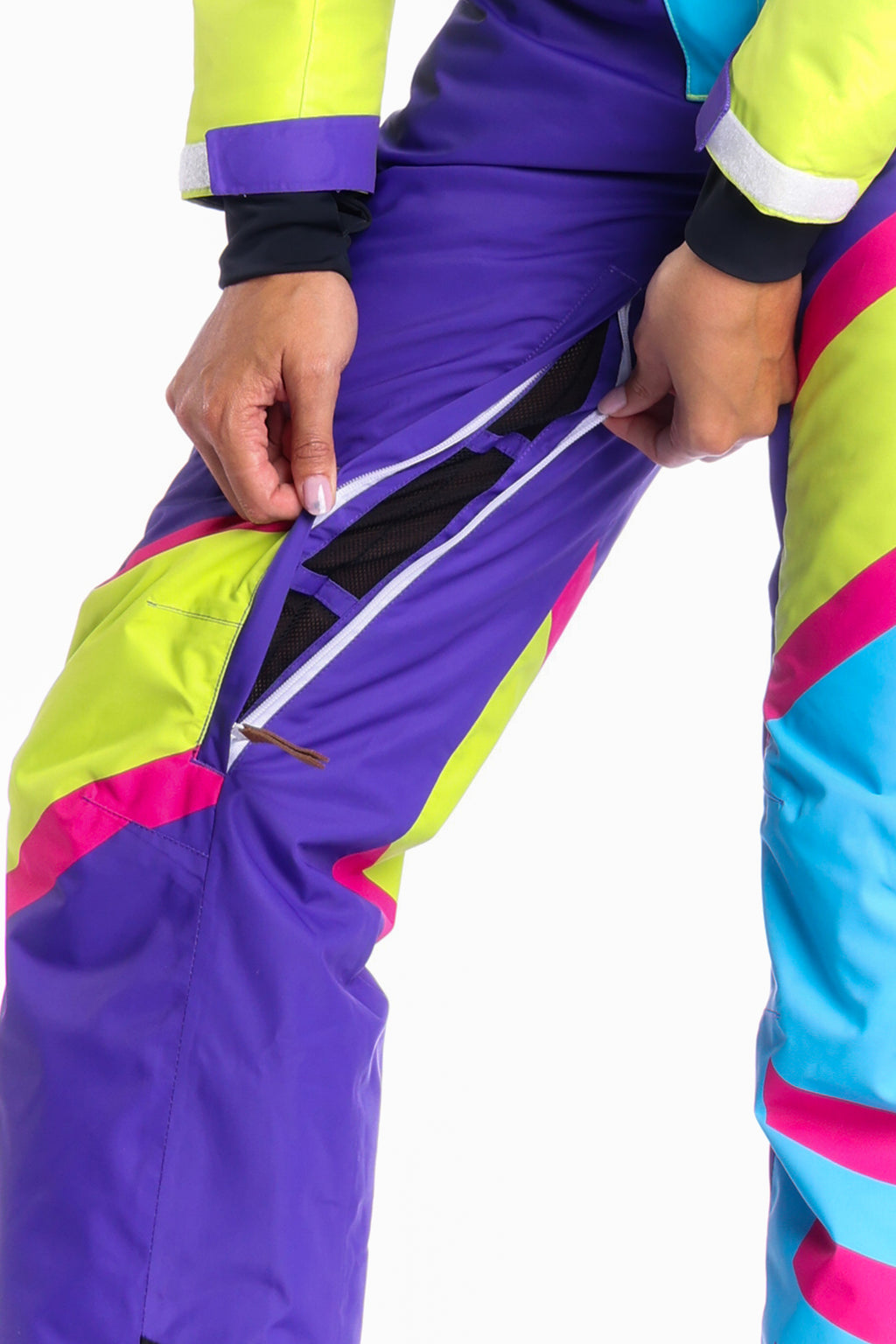 The Chute Your Shot | Neon Purple Retro Women's One Piece Ski Suit - Shinesty