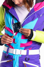 The Chute Your Shot | Neon Purple Retro Women's One Piece Ski Suit - Shinesty