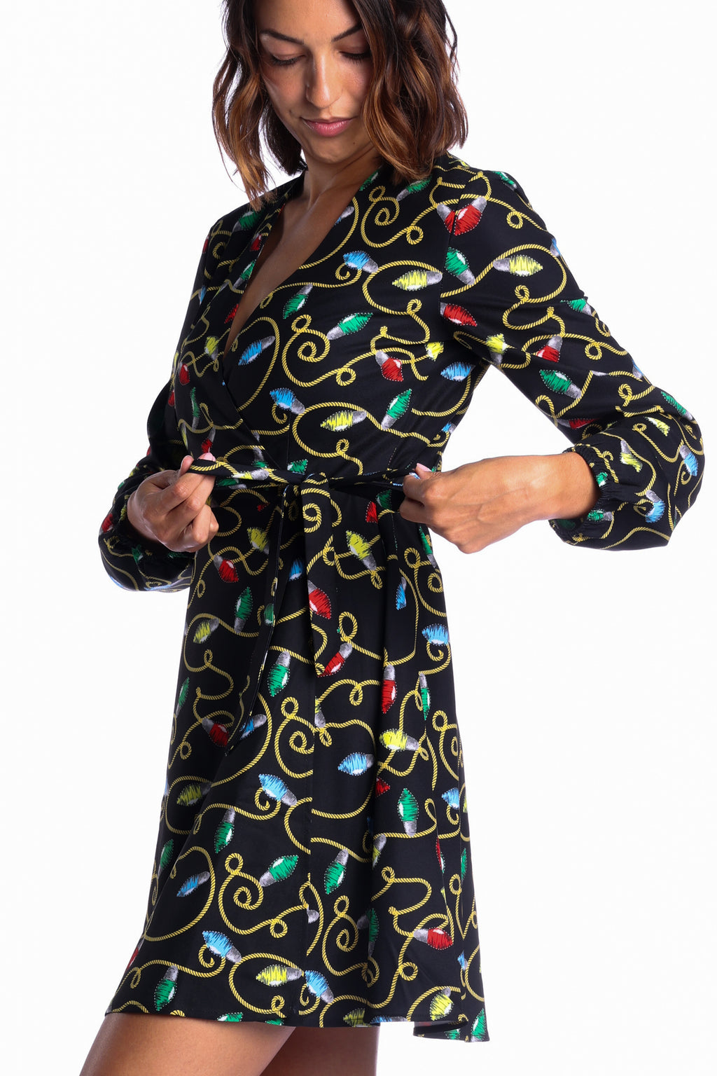 The Duchess of December | Christmas Lights Wrap Dress - Shinesty