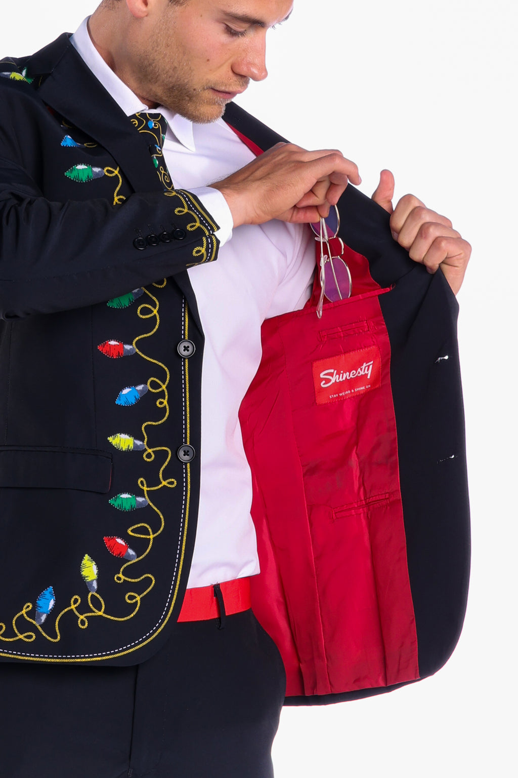 The Duke of December | Christmas Lights Ugly Christmas Suit - Shinesty