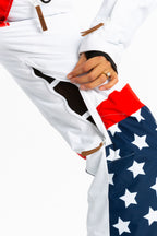 The First Chair | Retro American Flag Women's One Piece Ski Suit - Shinesty