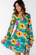 The Hibiscus Honeymoon | Floral Hawaiian Wrap Dress - Shinesty