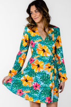 The Hibiscus Honeymoon | Floral Hawaiian Wrap Dress - Shinesty