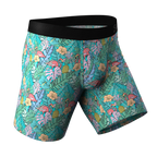 The Hot Tropic | Tropical Flamingo Ball Hammock® Boxer - Long Leg - Shinesty