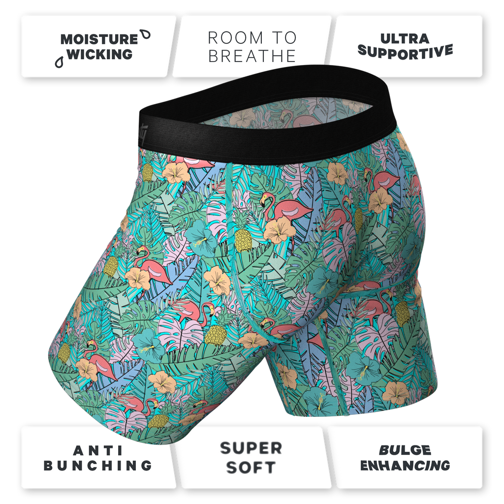 The Hot Tropic | Tropical Flamingo Ball Hammock® Boxer - Long Leg - Shinesty