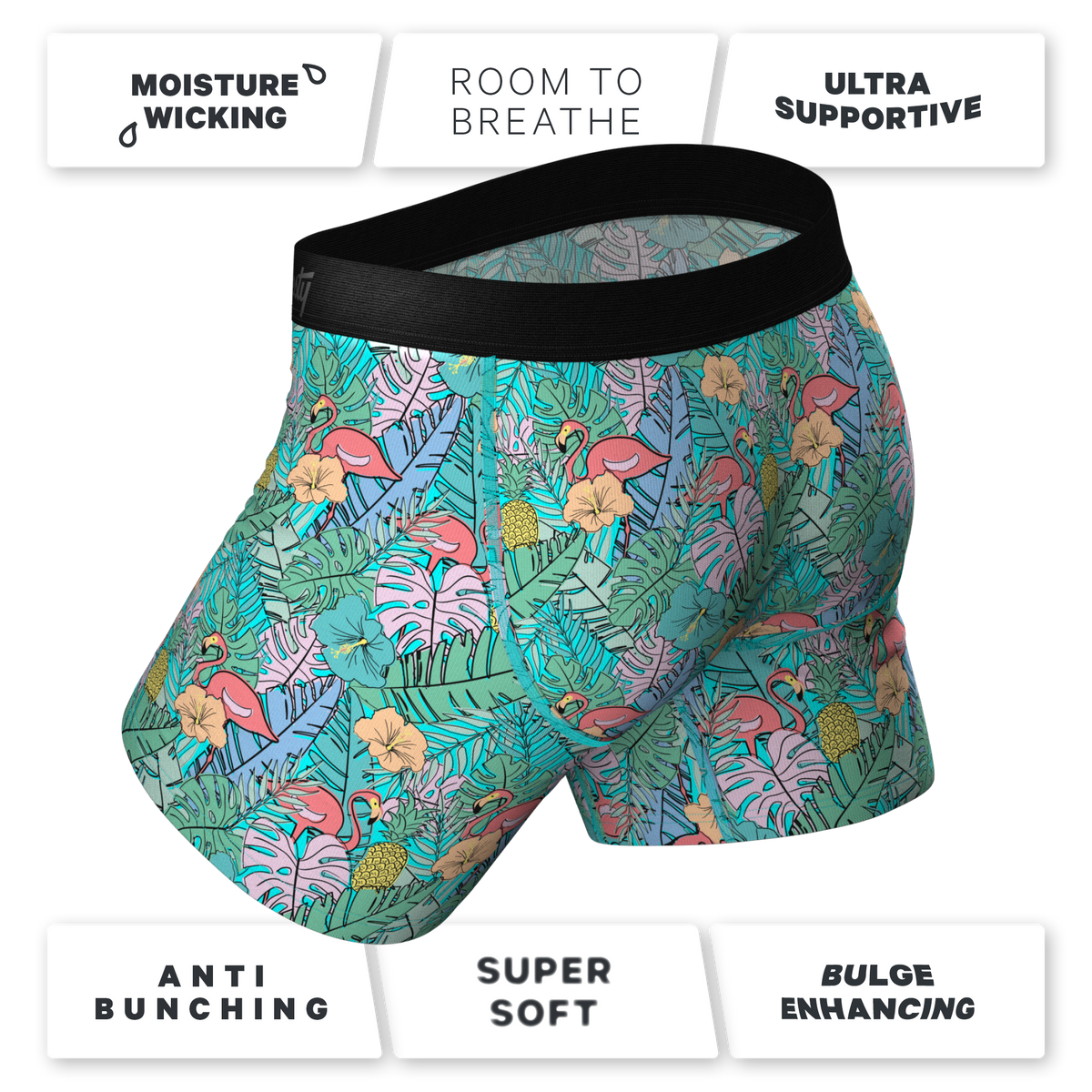 The Hot Tropic | Tropical Flamingo Ball Hammock® Pouch Underwear With Fly - Shinesty