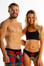 The Kiss Me There | Mistletoe Ball Hammock Boxer® And Bikini Matching Couples Underwear Pack - Shinesty
