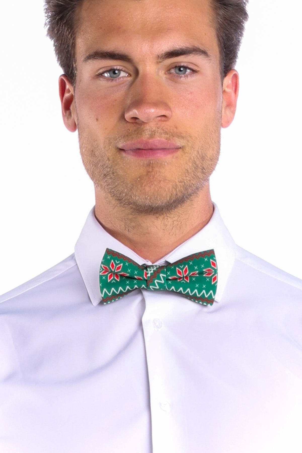The Kris Kringle | Green Fair Isle Christmas Bow Tie - Shinesty