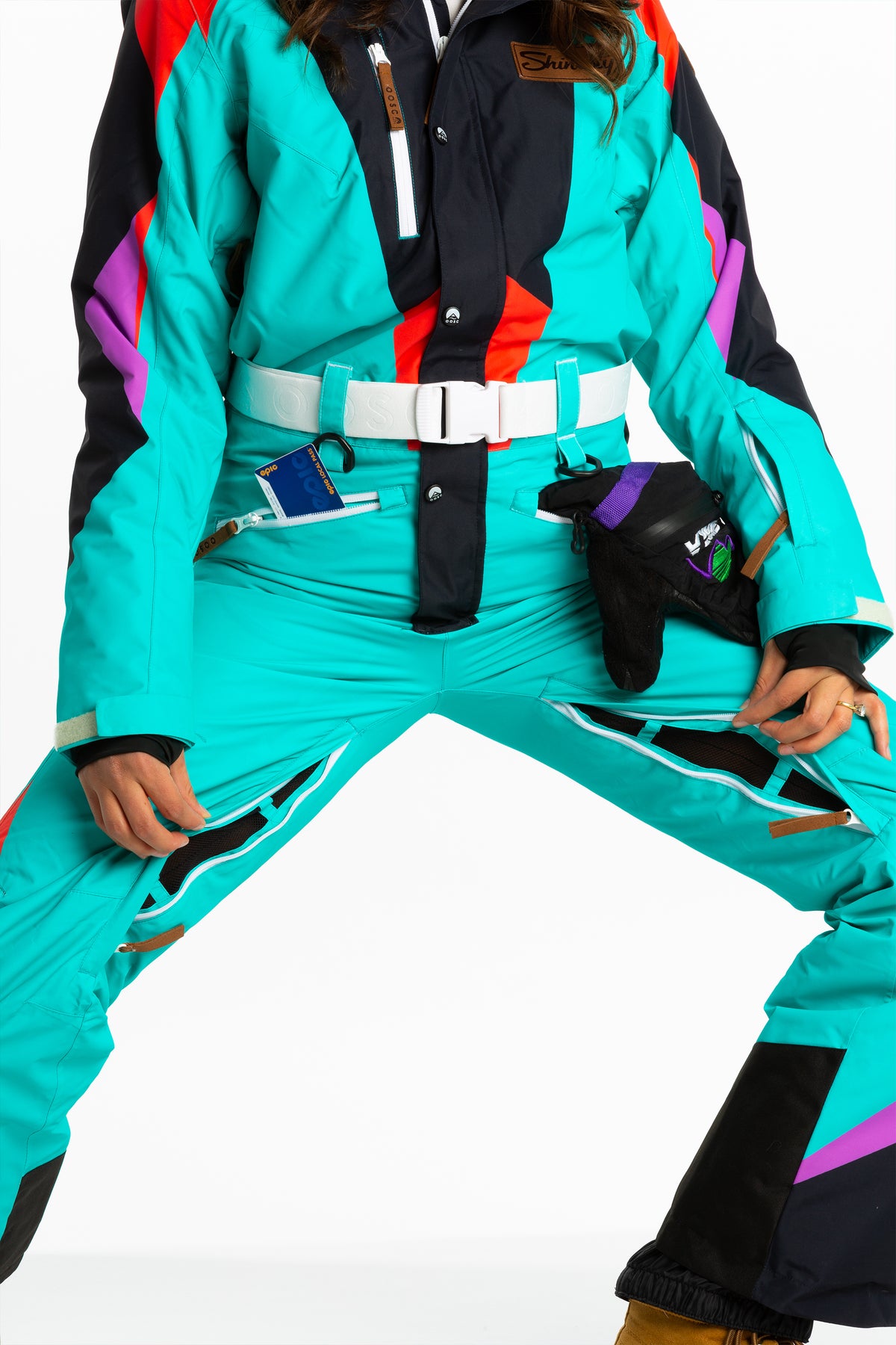 The Lax Liftie | Retro Teal Women's One Piece Ski Suit - Shinesty