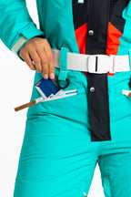 The Lax Liftie | Retro Teal Women's One Piece Ski Suit - Shinesty