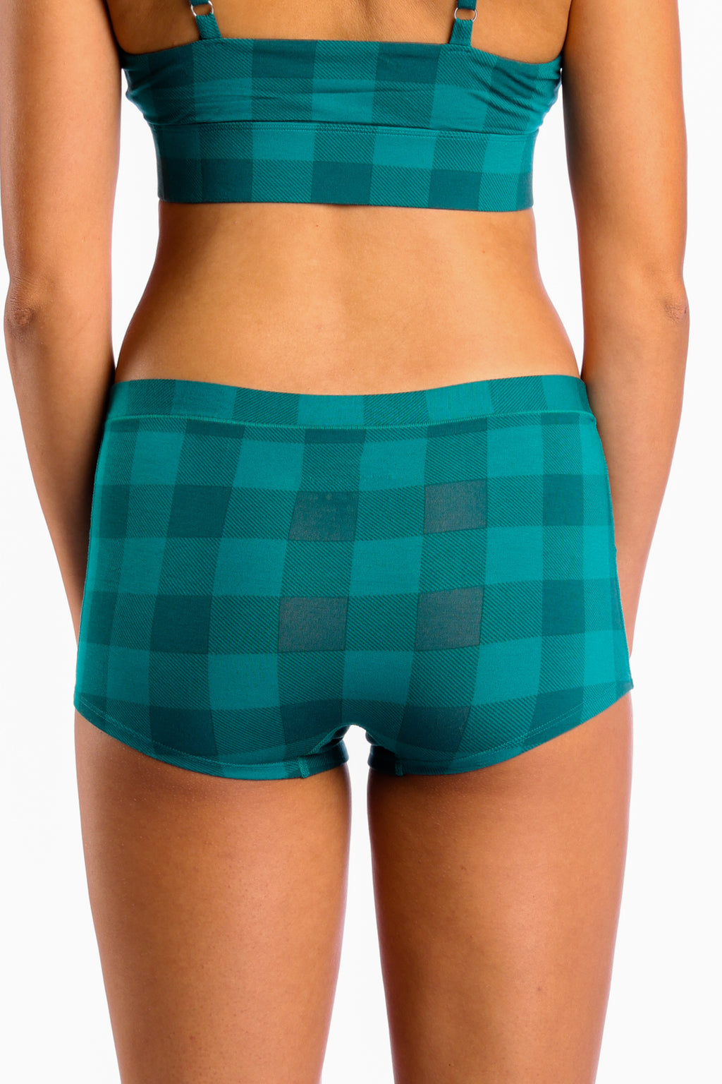The Plaid And Simple | Green Buffalo Check Modal Boyshort Underwear - Shinesty