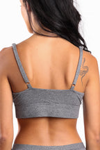 The Seattle Skyline | Black Marble Heather Boob Hammock™ Scoop Bralette - Shinesty