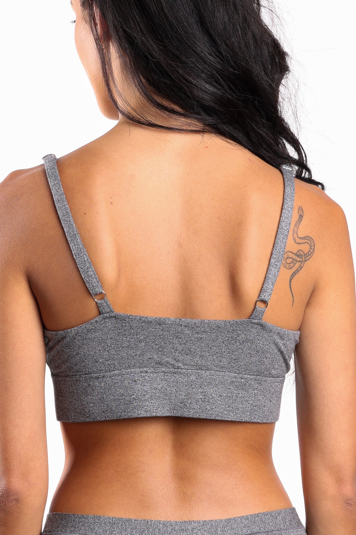 The Seattle Skyline | Black Marble Heather Boob Hammock™ Scoop Bralette - Shinesty