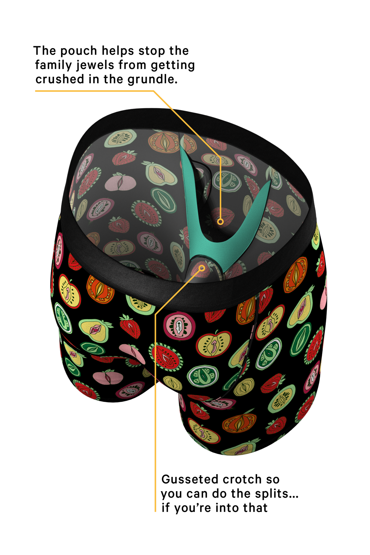 The Vagetarian | Fruit Medley Ball Hammock® Boxer - Long Leg - Shinesty