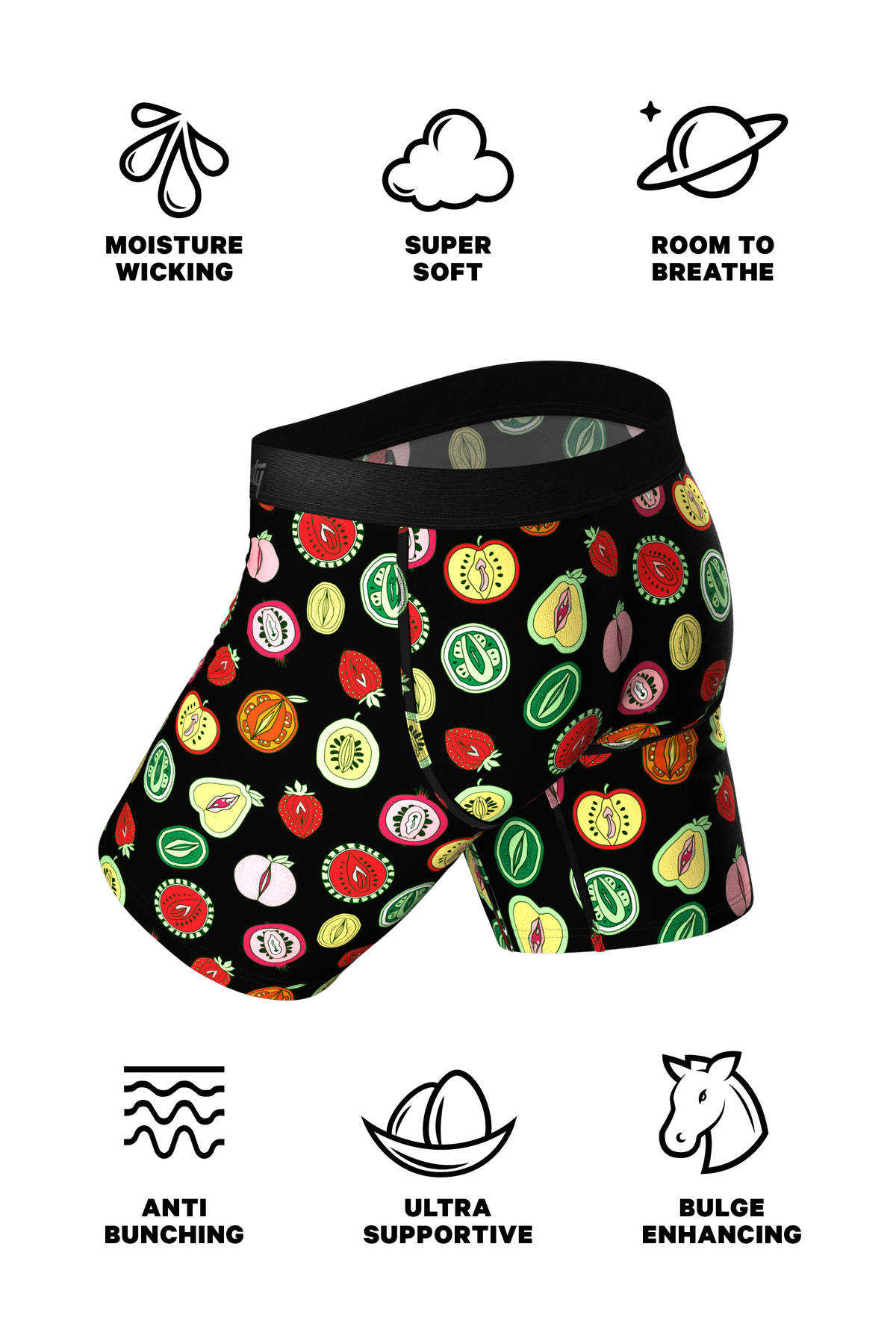 The Vagetarian | Fruit Medley Ball Hammock® Boxer - Long Leg - Shinesty