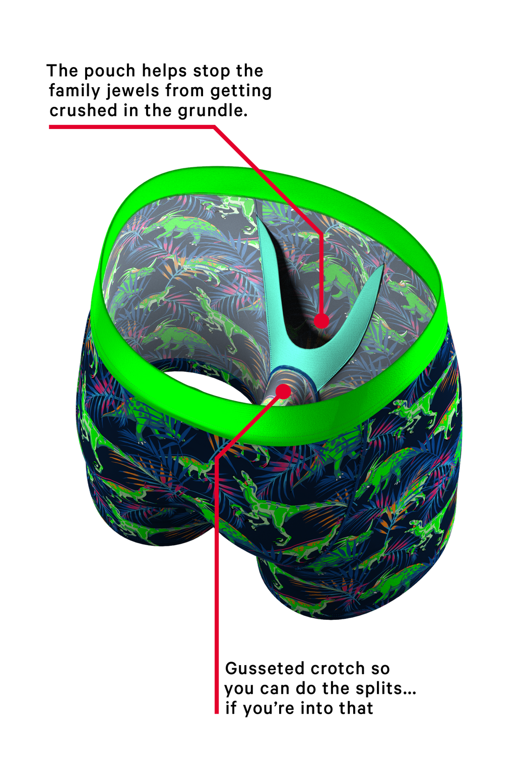 The Triceratop Bottoms | Tropical Dinosaur Printed Ball Hammock® Pouch Underwear - Shinesty