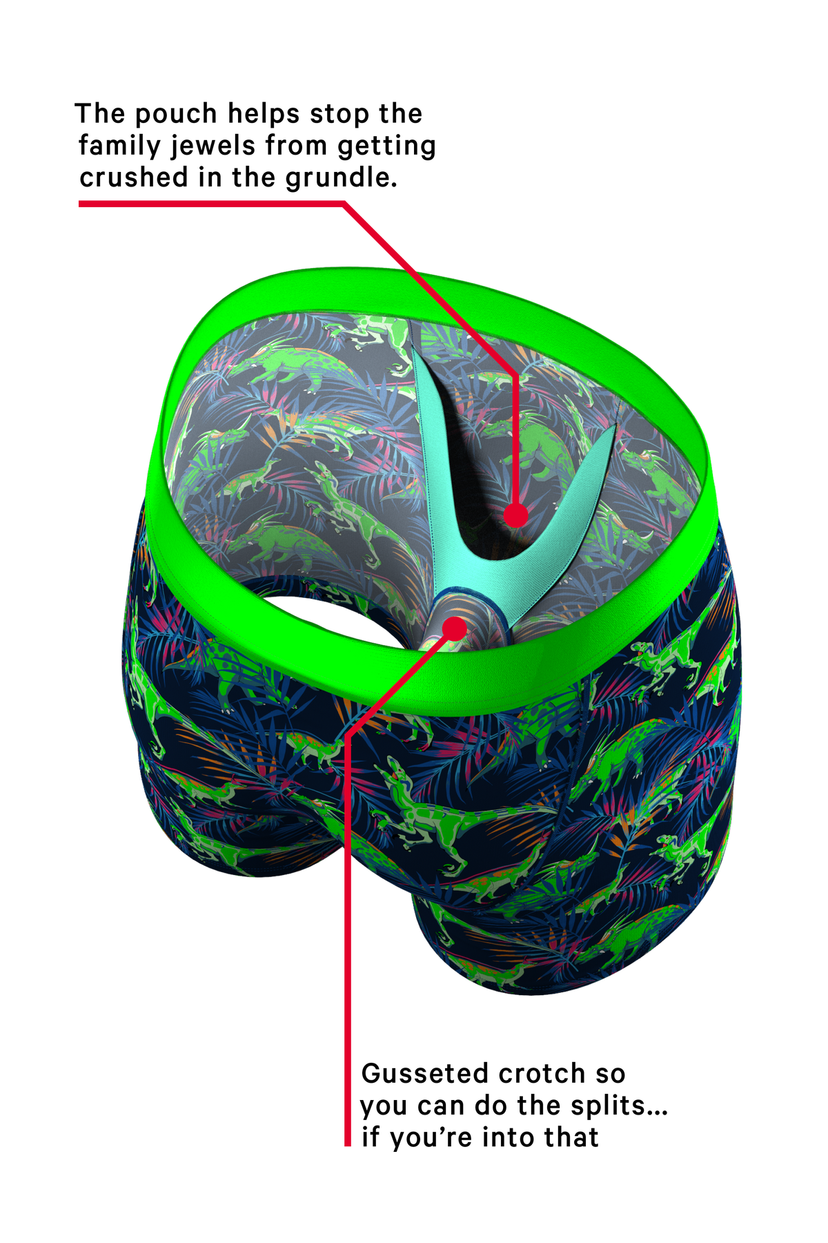 The Triceratop Bottoms | Tropical Dinosaur Printed Ball Hammock® Pouch Underwear - Shinesty