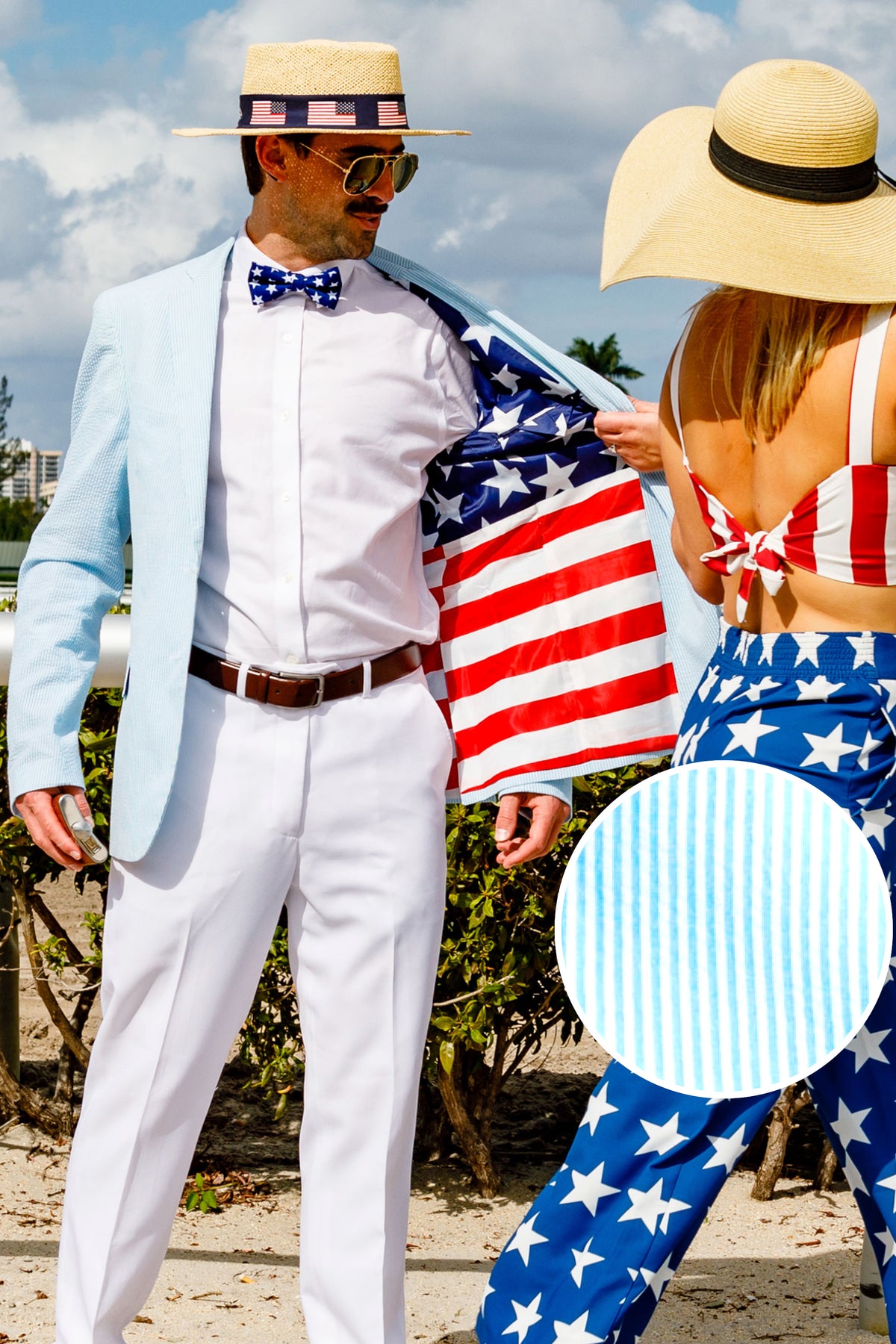 The Baby Azul | Blue USA Seersucker Suit - Shinesty