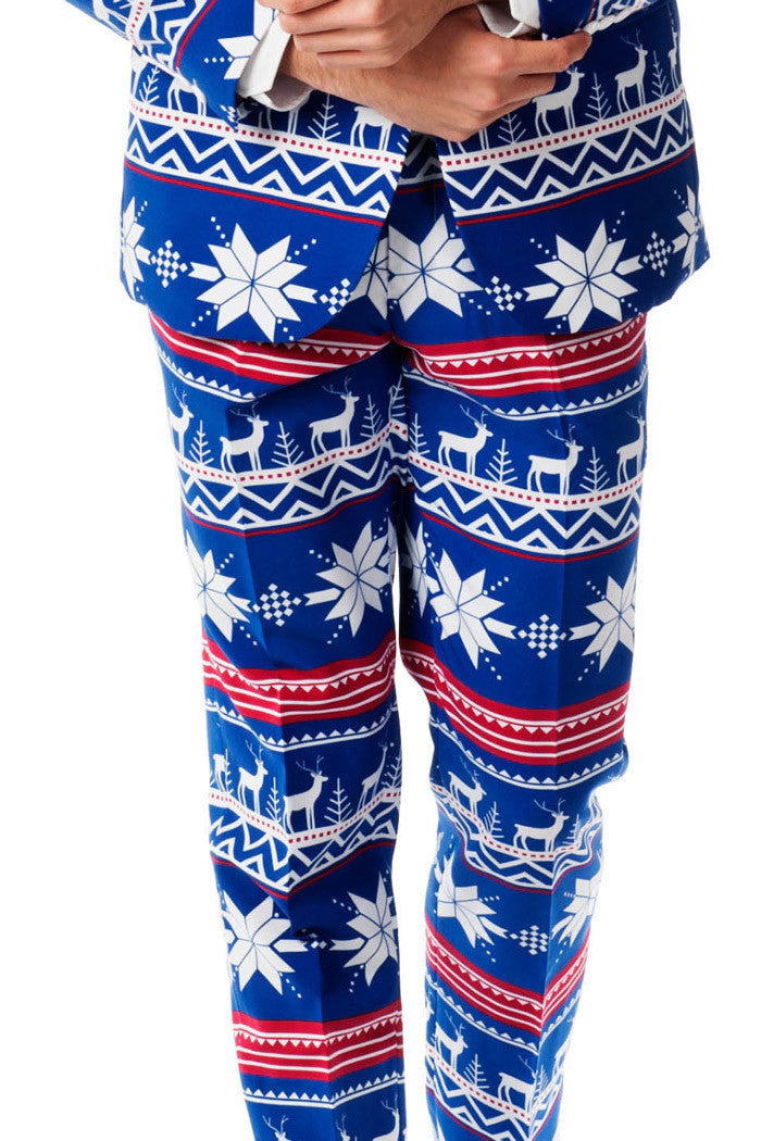 The Rudolph Suave | Blue Ugly Christmas Sweater Pants By Opposuits - Shinesty